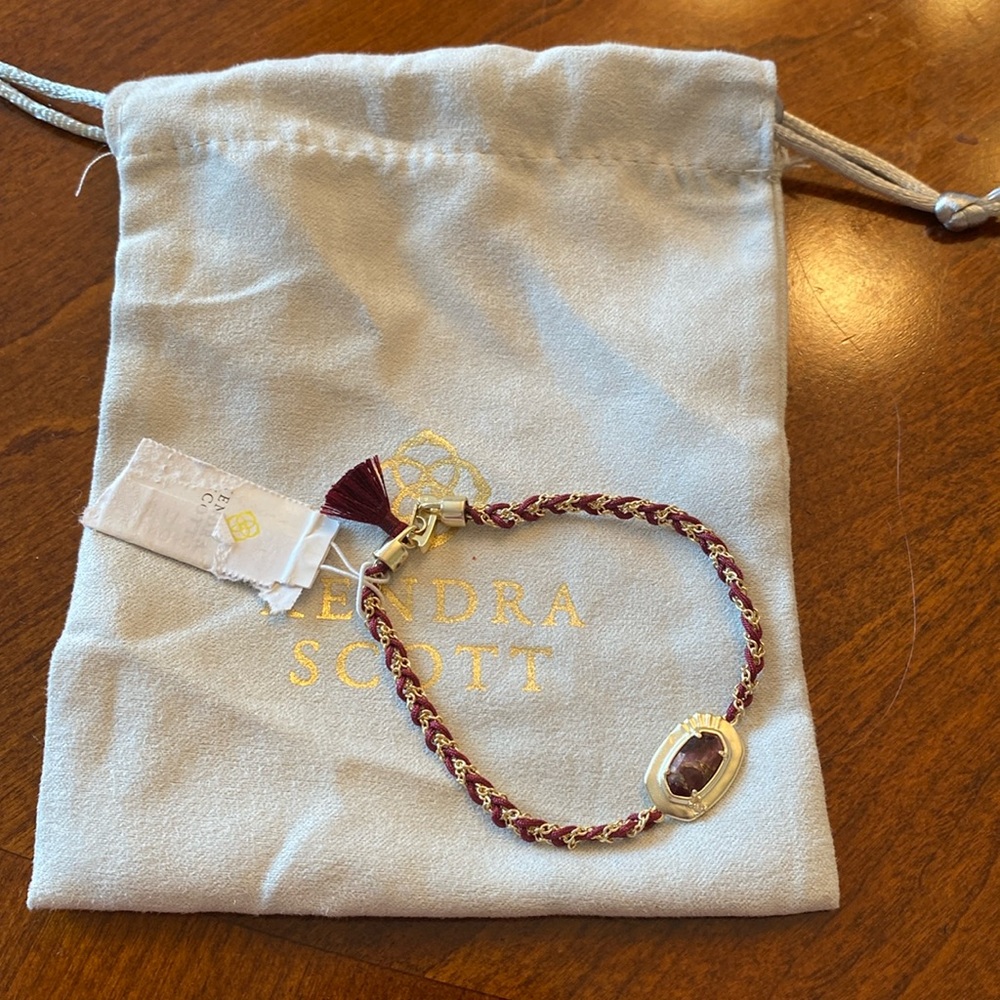 KENDRA SCOTT Anna Friendship Bracelet In Gold Bronze Veined Maroon Jade